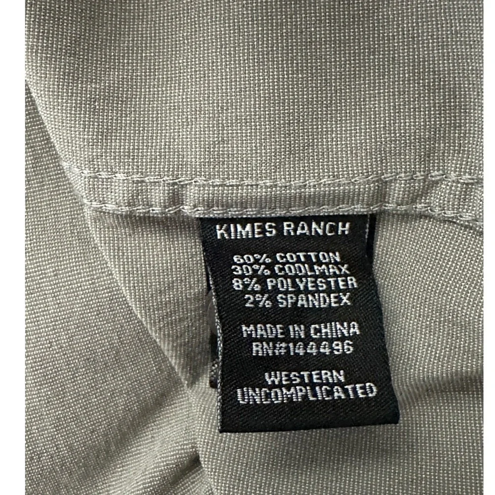 Kimes Ranch Linville Gray Coolmax Long Sleeve Western Button Down Shirt Medium